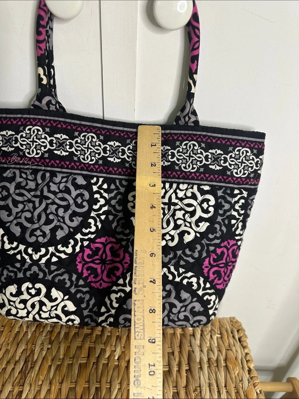 Vera Bradley Black, White & Pink Quilted Shoulder Tote